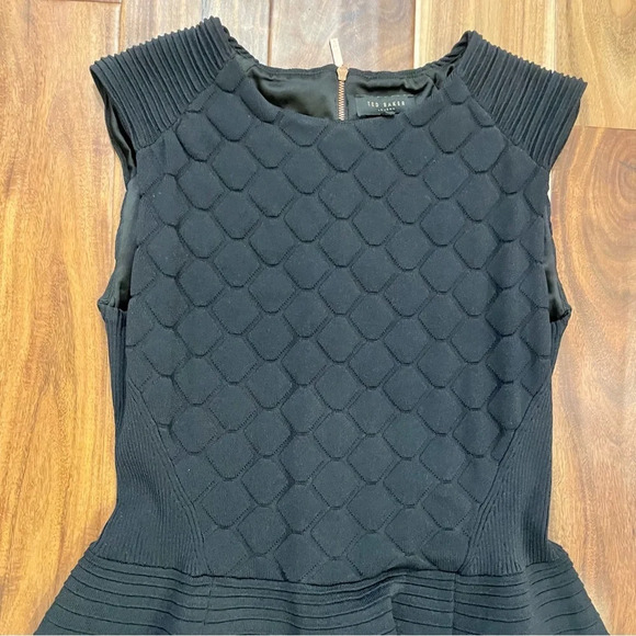 Ted Baker London Frinca Dress Black Fit & Flare Skater Knit Mini Size 4 US 10 - Picture 6 of 16